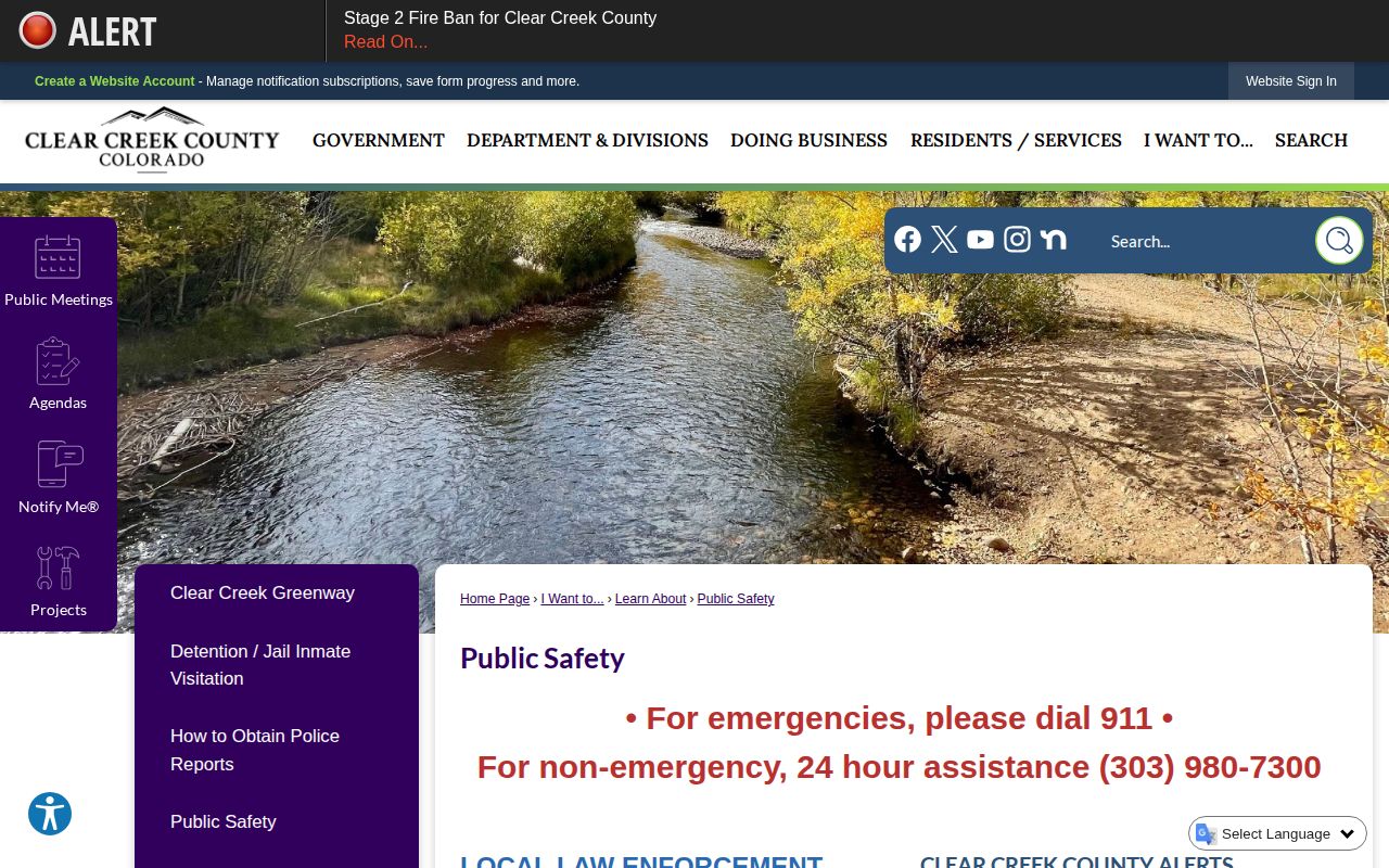 Clear Creek County crime news public-safety agency directory