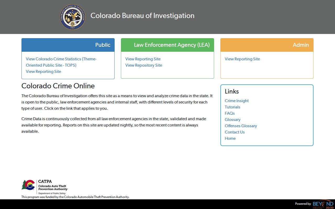 Clear Creek County crime and arrest trend statistics interface