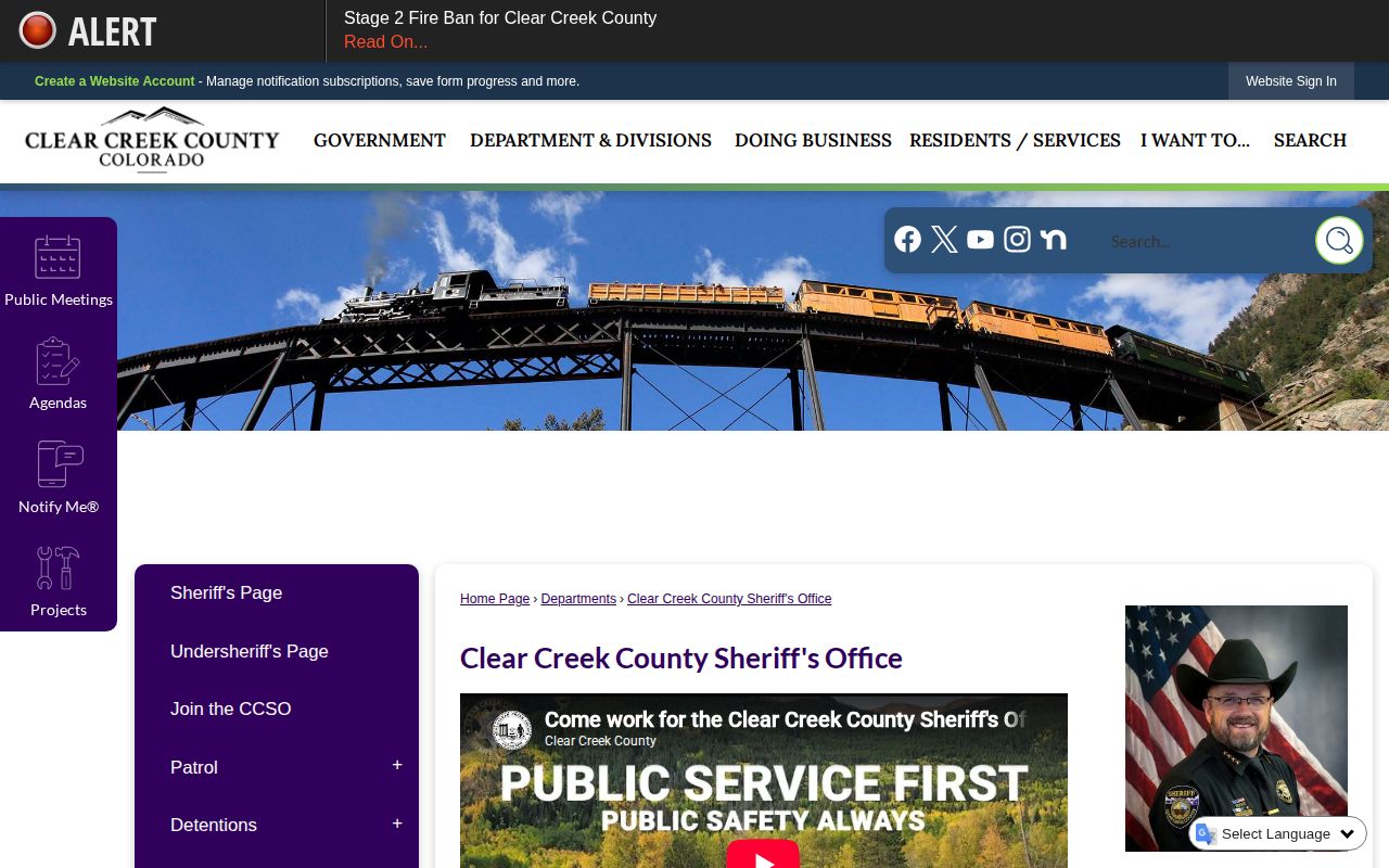 Clear Creek County wanted-fugitive tip and sheriff contact source