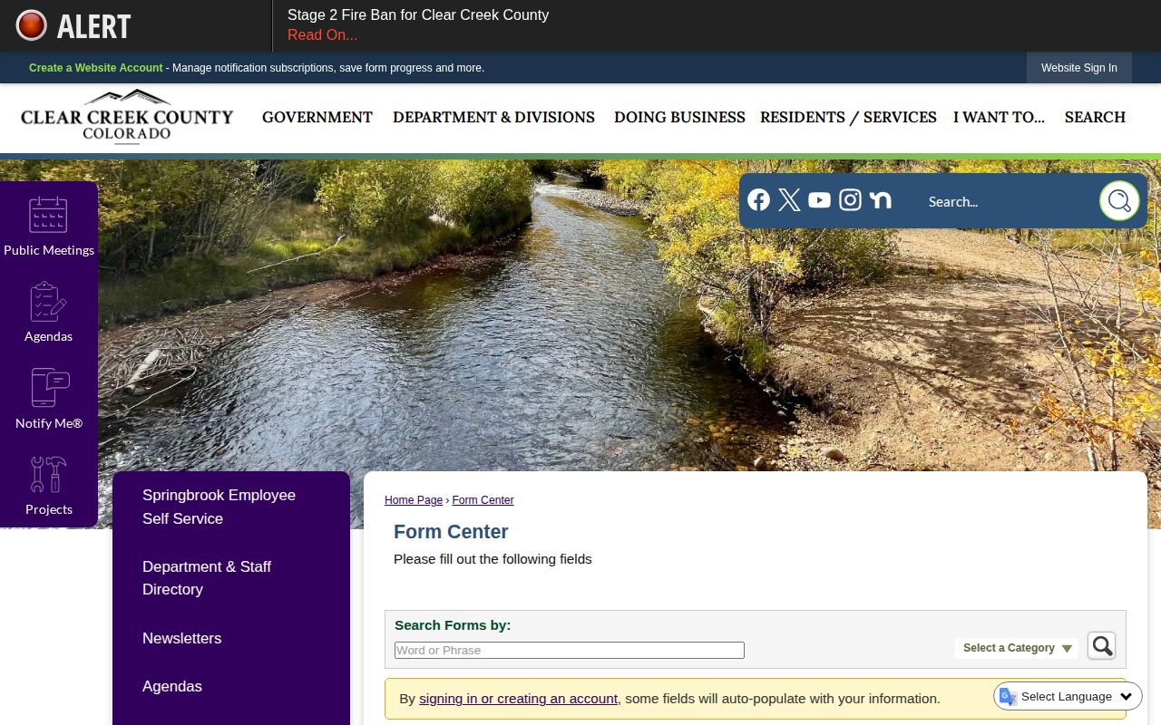 Clear Creek County booking photo records request form